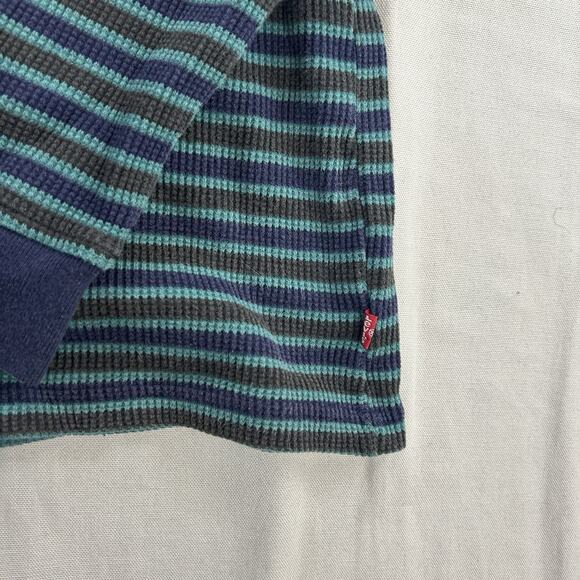 Levi's Mens Jumper Sz L Navy Waffle Knit Relaxed Sweatshirt Casual Minimalist - Picture 2 of 7